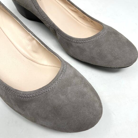 Cole Haan Grand OS Sadie Gray Taupe Leather Suede Ballet Wedge Pumps Shoes 7.5 - Picture 5 of 15